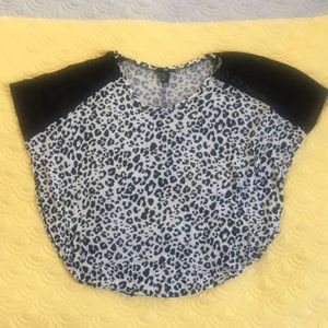 Leopard print lace short sleeve top